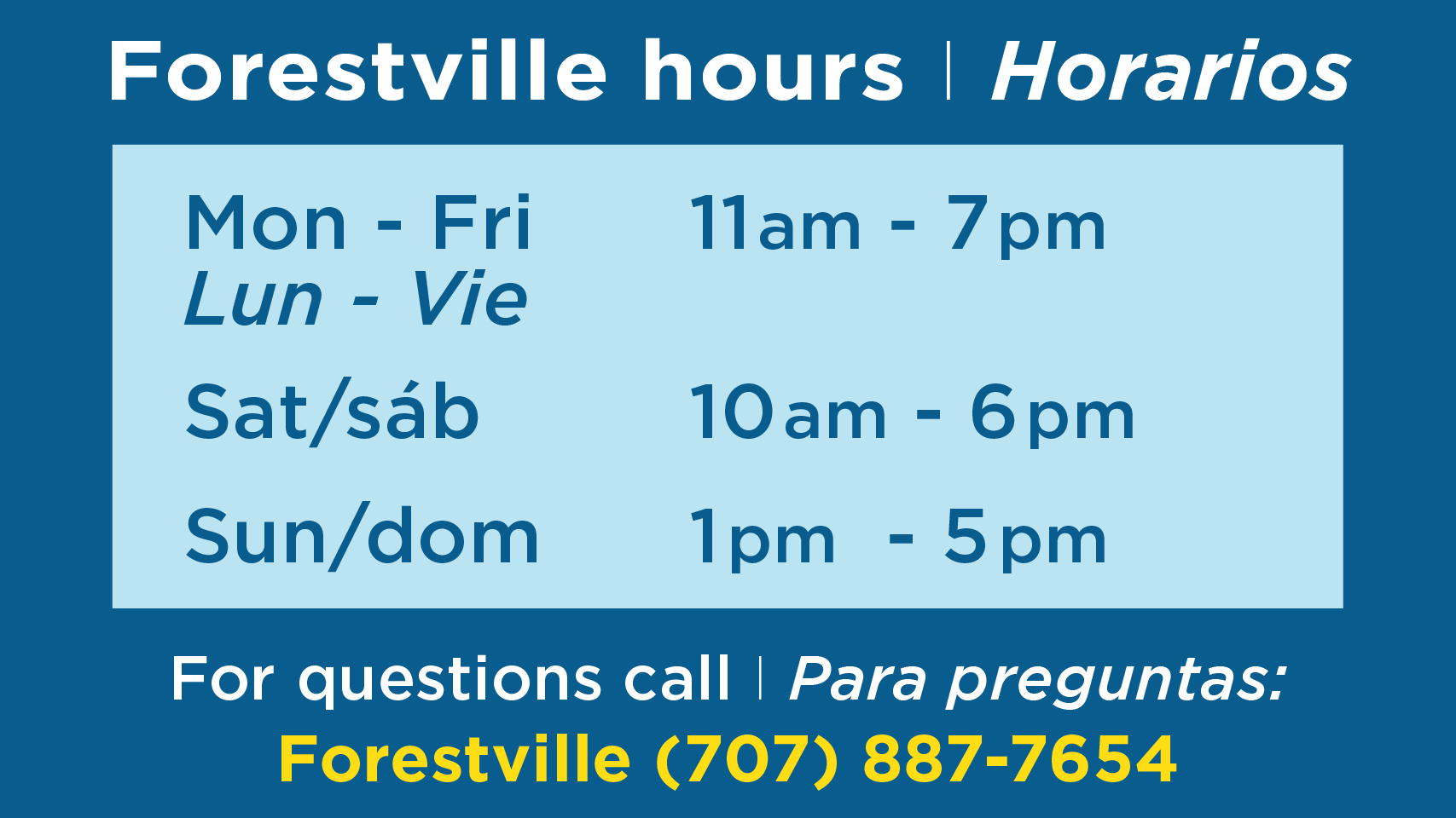 Forestville Hours